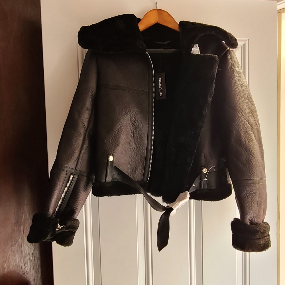 PrettyLittleThing Black Faux Fur Jacket